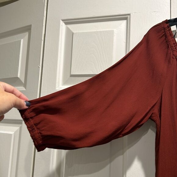 NWT Monrow Brown/Rust off the Shoulder Blouse, Size Large - Picture 4 of 8